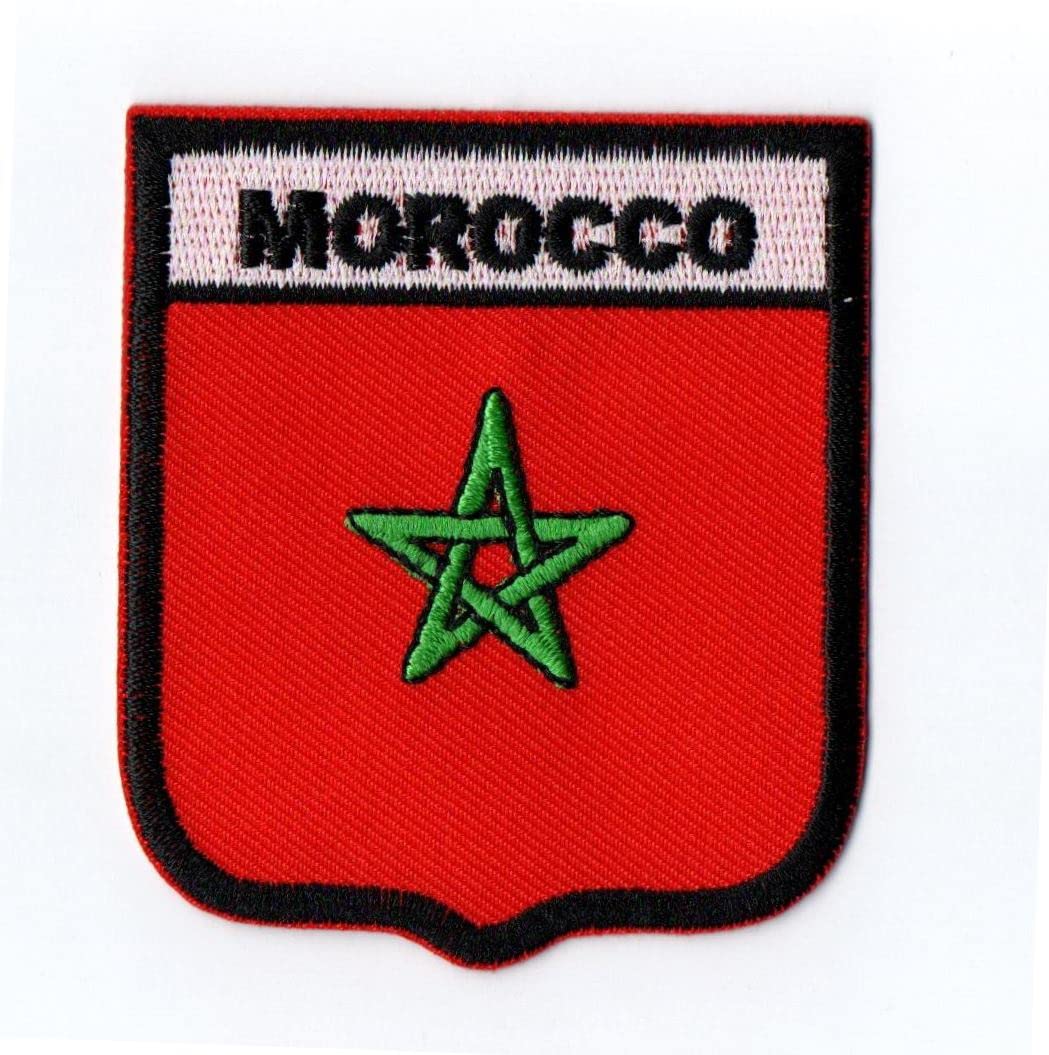 First Anything Morocco Flag Patch Iron On Embroidered for Hat Shirt Jacket Clothing Backpacks Jeans Cap Size About 2.80x2.50 Inch A374