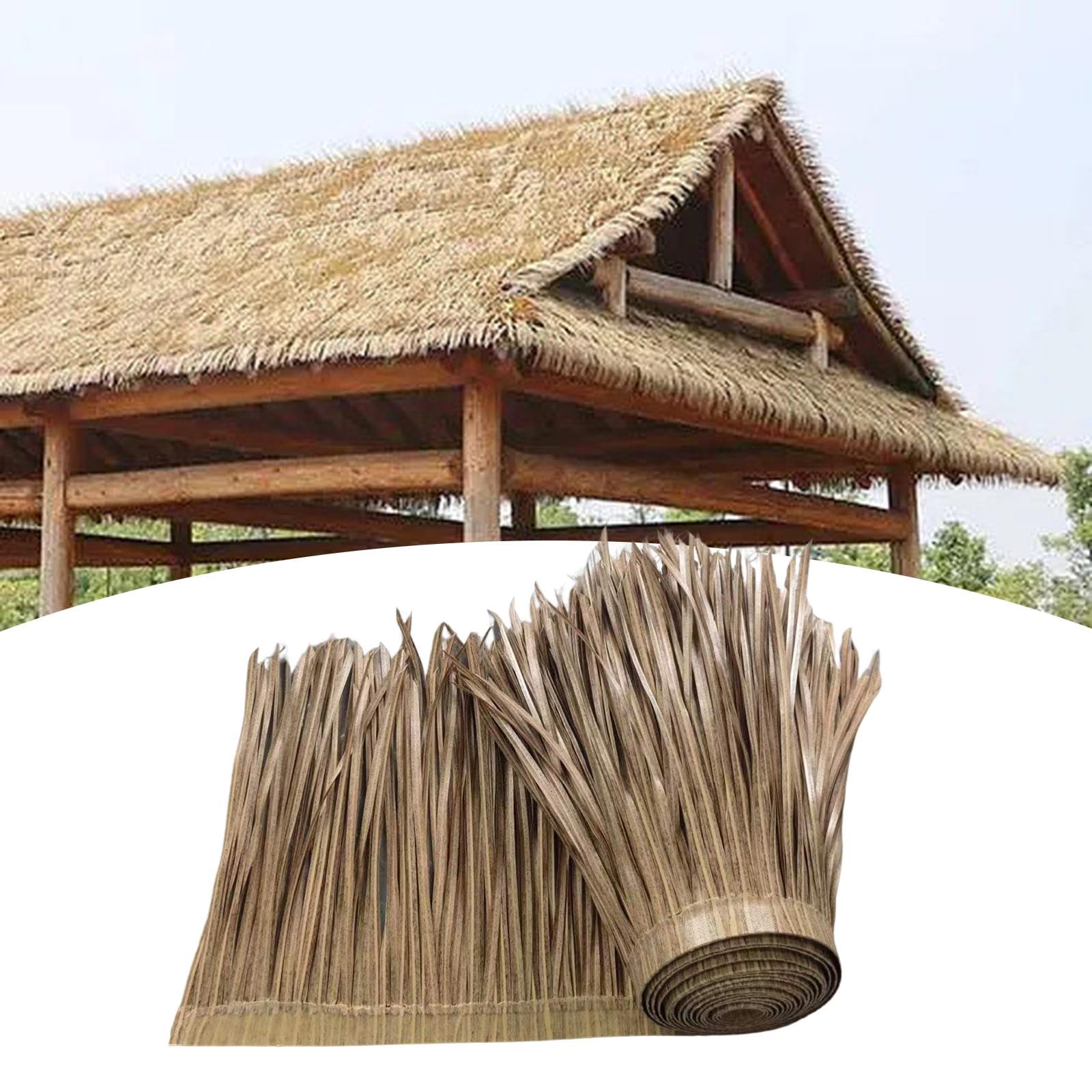 LOVIVER Palmen-Strohdach-Strohdach, 99,9 x 50 cm, Strohdach-Strohmatten, zum Dekorieren von Strohdachplatten, Hüttenstroh für Dachterrassen-Dekoration
