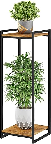 Soporte para Plantas de 2 Niveles para Interiores, Estante para Plantas Moderno de 34" de Alto, Soporte de Macetas de Esquina, Organizador para Sala