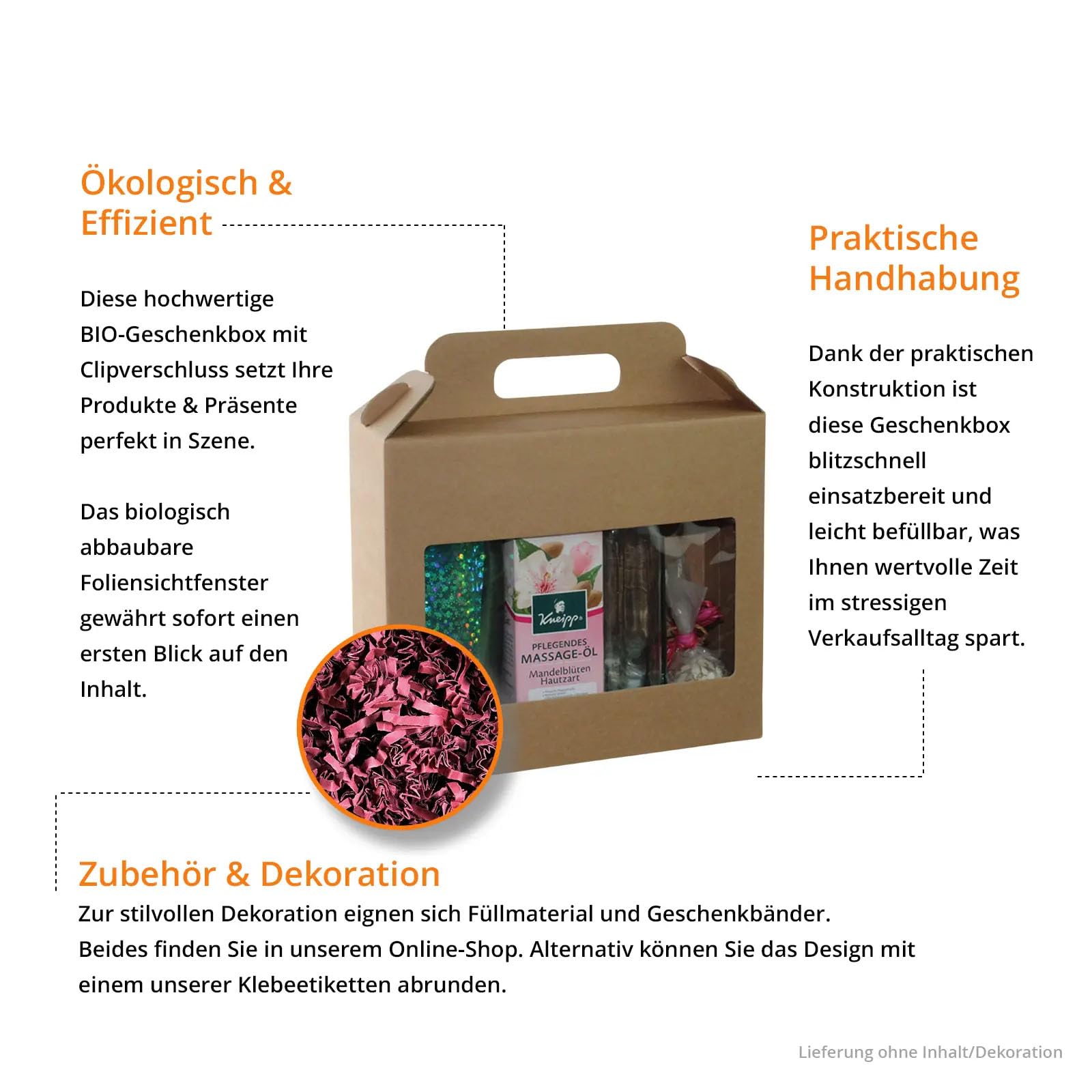 Geschenkbox mit Tragegriff aus Kraftpapier Braun, 30 Stück, 220 x 195 x 80 mm, mit Sichtfenster, Geschenkschachtel, Geschenkverpackung für Präsente, Backwaren, DIY und Mitbringsel