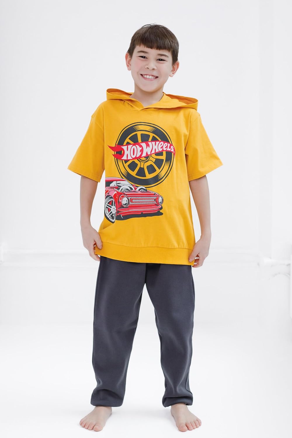 Hot Wheels Hooded T-Shirt and Fleece Jogger Pants Outfit Set Toddler to Big Kid Sizes (2T - 10-12) - Image 2