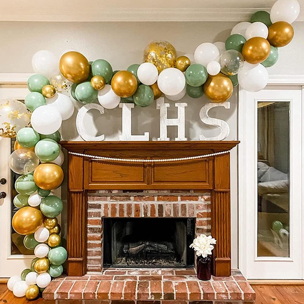 Sage Green Balloon Garland Arch Kit,152Pcs Olive Green Balloons Arch Set including White Latex Balloon Gold Metallic Latex Ballon for Boys Girls Baby Shower,Birthday Party,Jungle Safari Party Decoration - Image 5