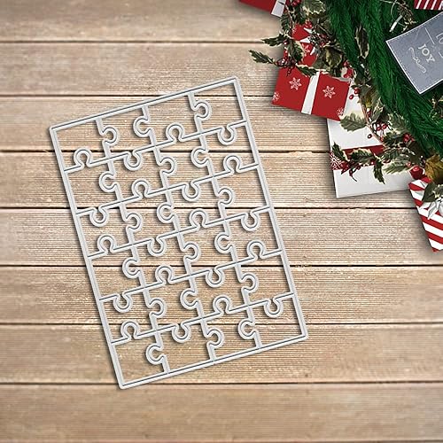 Miniatura 4 de ALIBBON Troqueles de rompecabezas para hacer tarjetas y álbumes de recortes, troqueles cuadrados de plantilla de metal, marco de rompecabezas