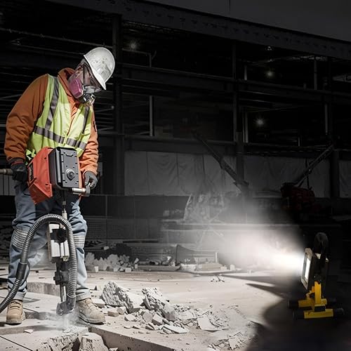 Miniatura 7 de Luces de trabajo LED recargables LAVEANT, 10W 2200mAh, 600 lúmenes, luces de inundación portátiles y ajustables, impermeables con soporte,