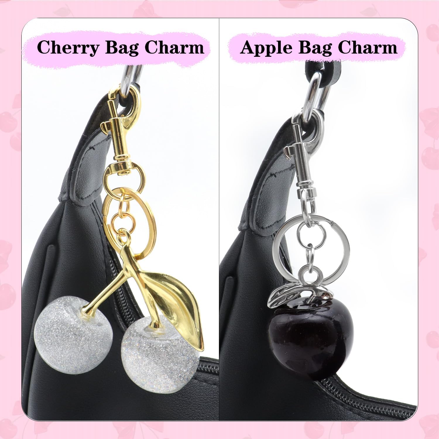 Cute Cherry Keychains Cherry Bag Charm Handbags Purse Cherries Charms Key Chain Accessories Birthday Christmas Gifts - Image 3