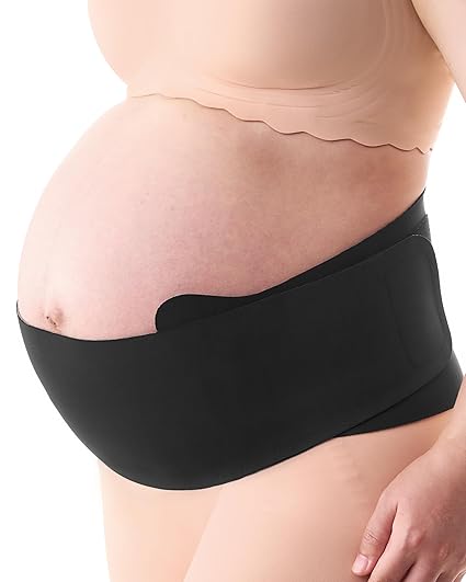Momcozy Belly Bands for Pregnant Women, One-Piece & Portable Pregnancy Belly Band with Ergonest Back Support & Breathable Fabric – Adjustable Maternity Belt for Small/Round/High-Carrying Belly