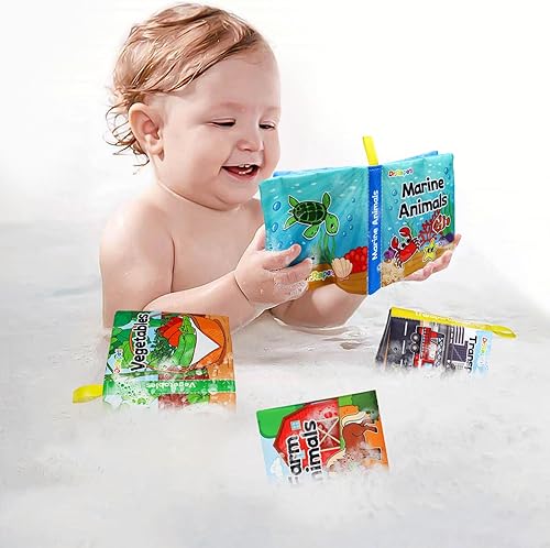 Miniatura 5 de Dr.Rapeti Libros de tela suave para bebés, libros de baño, paquete de 8 para bebés, niños pequeños, arrugados, lavables, masticables, no tóxicos,