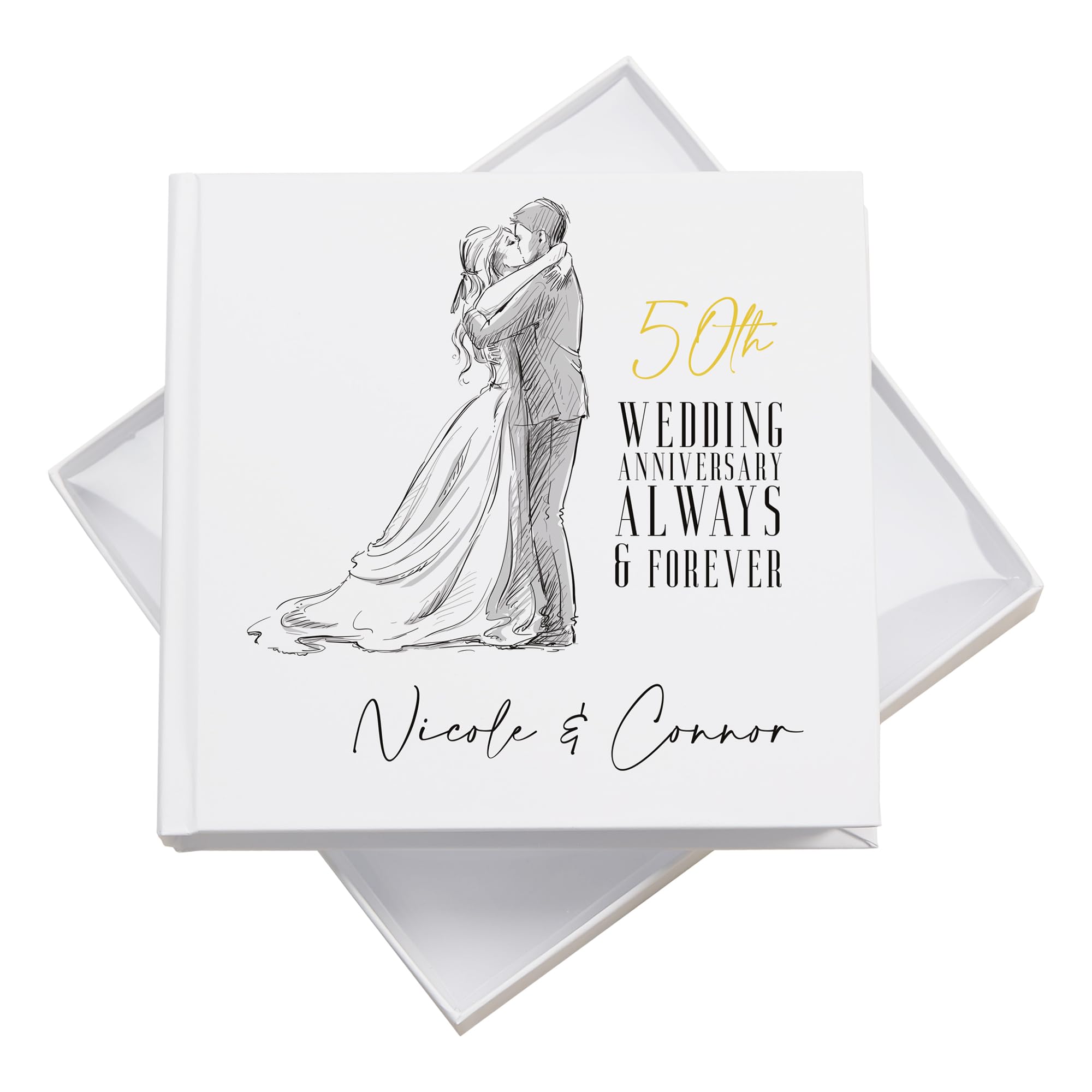 Ukgiftstoreonline White Personalised 50Th Wedding Anniversary Photo Album Gift