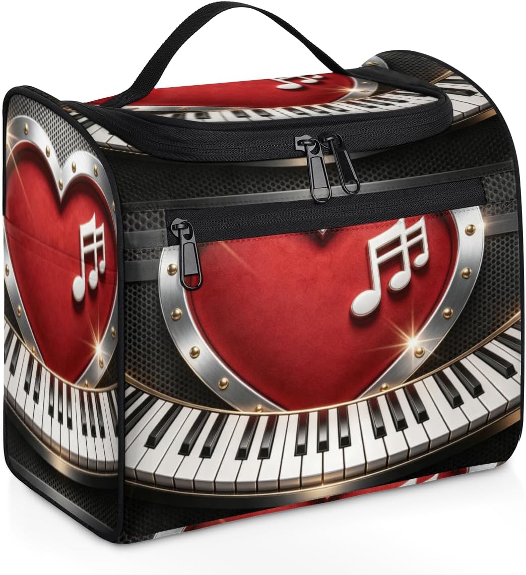 Piano Music Black Hanging Travel Toiletry Bag for Men Women Traveling