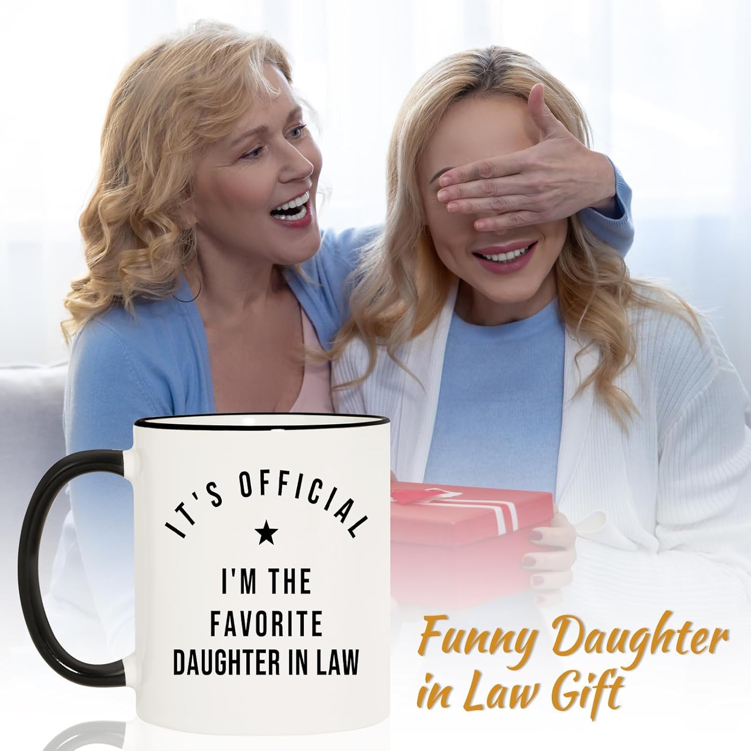 Aurahouse Daughter in Law Gifts Mug, Christmas Birthday Wedding Gifts for Daughter in Law from Mother in Law MIL, Officially Favorite Child Daughters Cup, Funny DIL Gift - Image 2