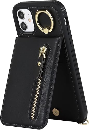 Miniatura 7 de Funda para iPhone 11 con tarjetero para mujer, iPhone 11 con correa y ranuras para tarjetas de crédito, bandolera con cremallera y función atril, a