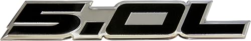 Miniatura 2 de 5.0L Emblem in Black Highly Polished Aluminum Silver Chrome Engine Swap Badge Compatible with Ford Mustang GT F-150 Boss 302 Coyote Cobra GT500 V8
