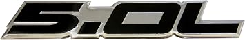 5.0L Emblem in Black Highly Polished Aluminum Silver Chrome Engine Swap Badge Compatible with Ford Mustang GT F-150 Boss 302 Coyote Cobra GT500 V8 Crown Vic Victoria