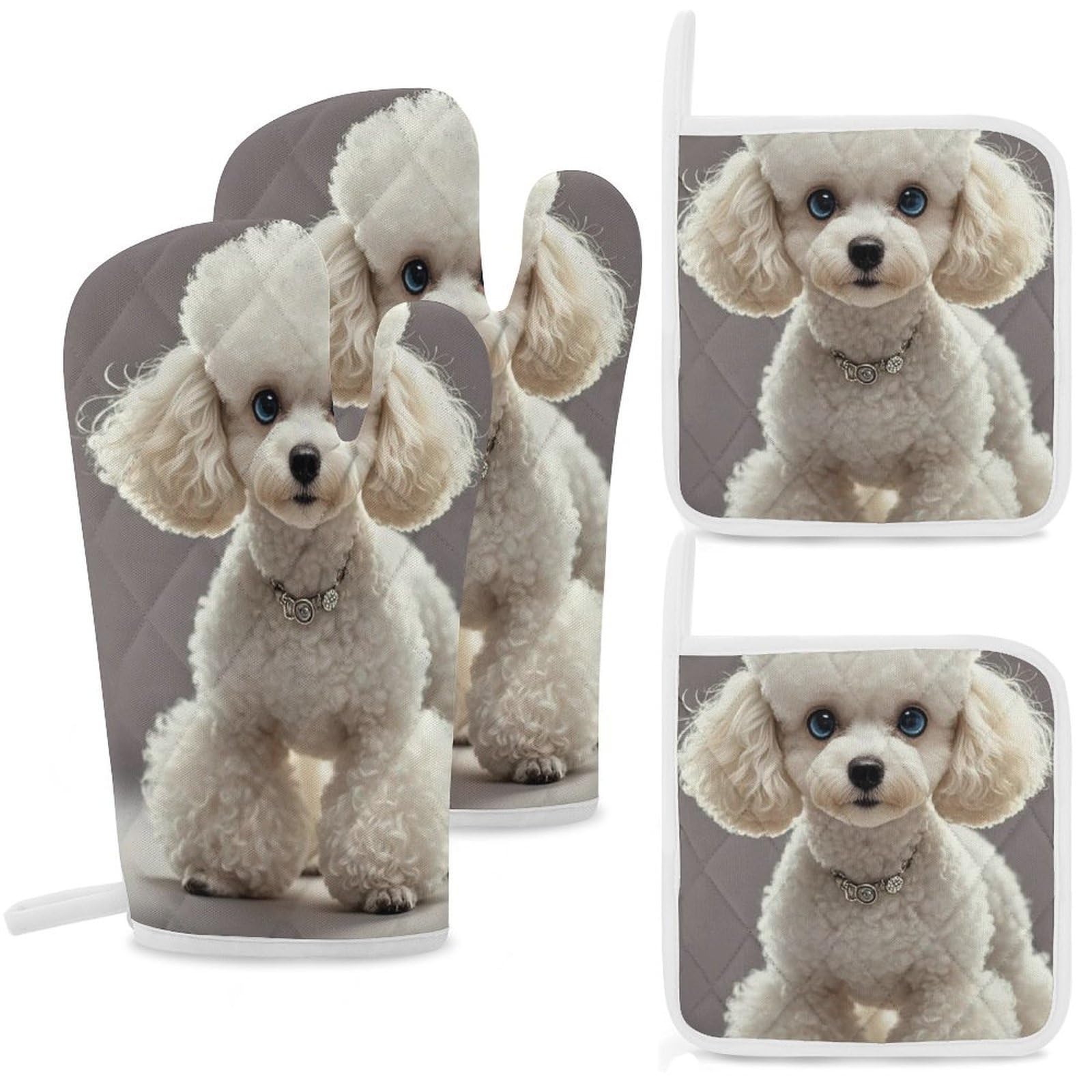 Lot de 4 maniques caniche résistants à la chaleur pour cuisine et pâtisserie