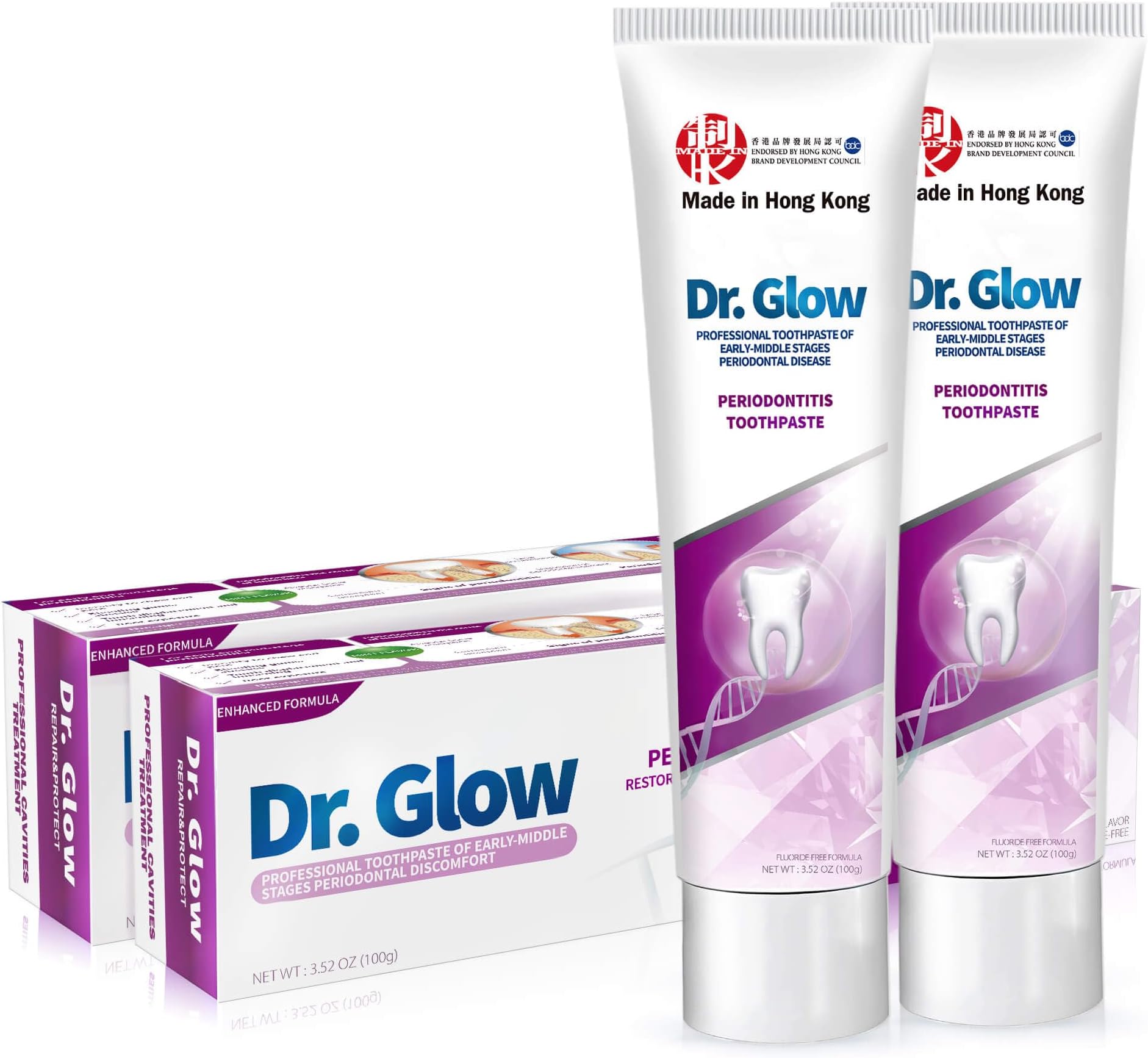 Fluoride Free Gum Tooth Paste for Early & Mid Periodontitis, Gingivitis Treatment, 2 Pack 3.52oz