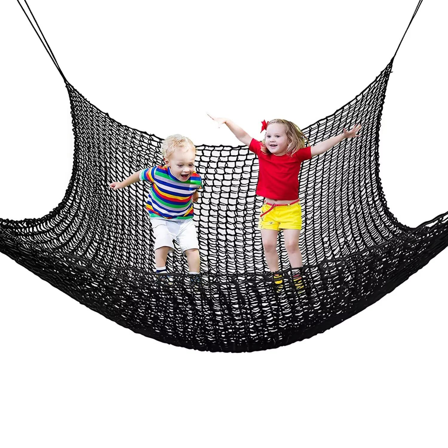 Kletternetz Spielplatz Doppelschicht Schutznetz Kinder Spielplatz Sicherheitsnetz Klettergerüst Netz Schaukel Garten Spielplatznetz Baumhaus Netz, Schwarz(2x3 m)