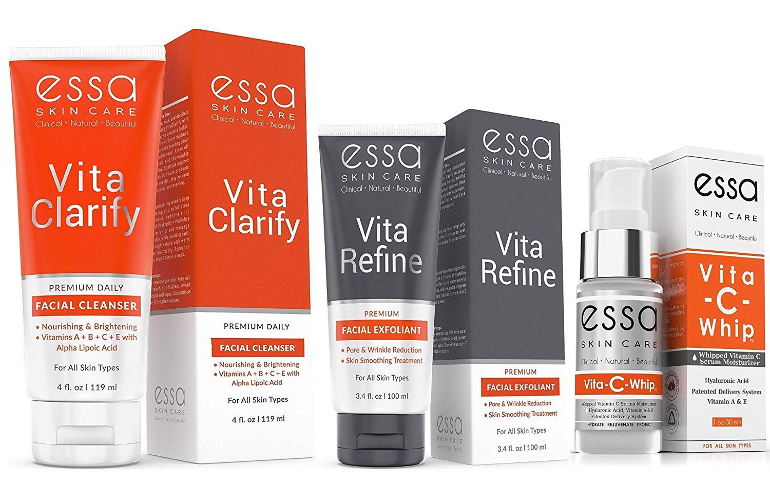 Essa Skin Care Routine Bundle Wash, Scrub & Moisturizer