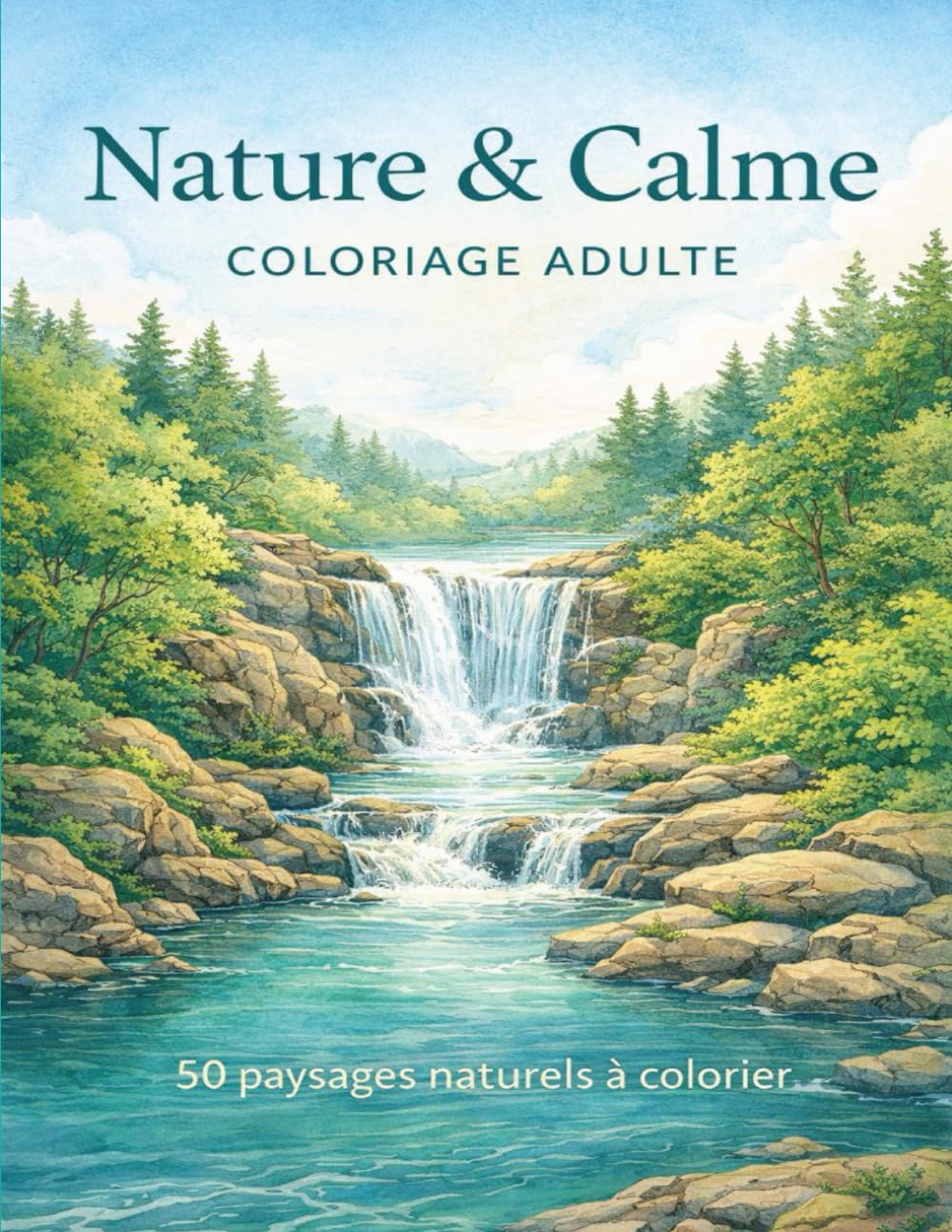 Nature & Calme & Coloriage Adulte: 50 illustrations de paysages naturels pour la détente et la sérénité – Mers, cascades et scènes d’eau apaisantes