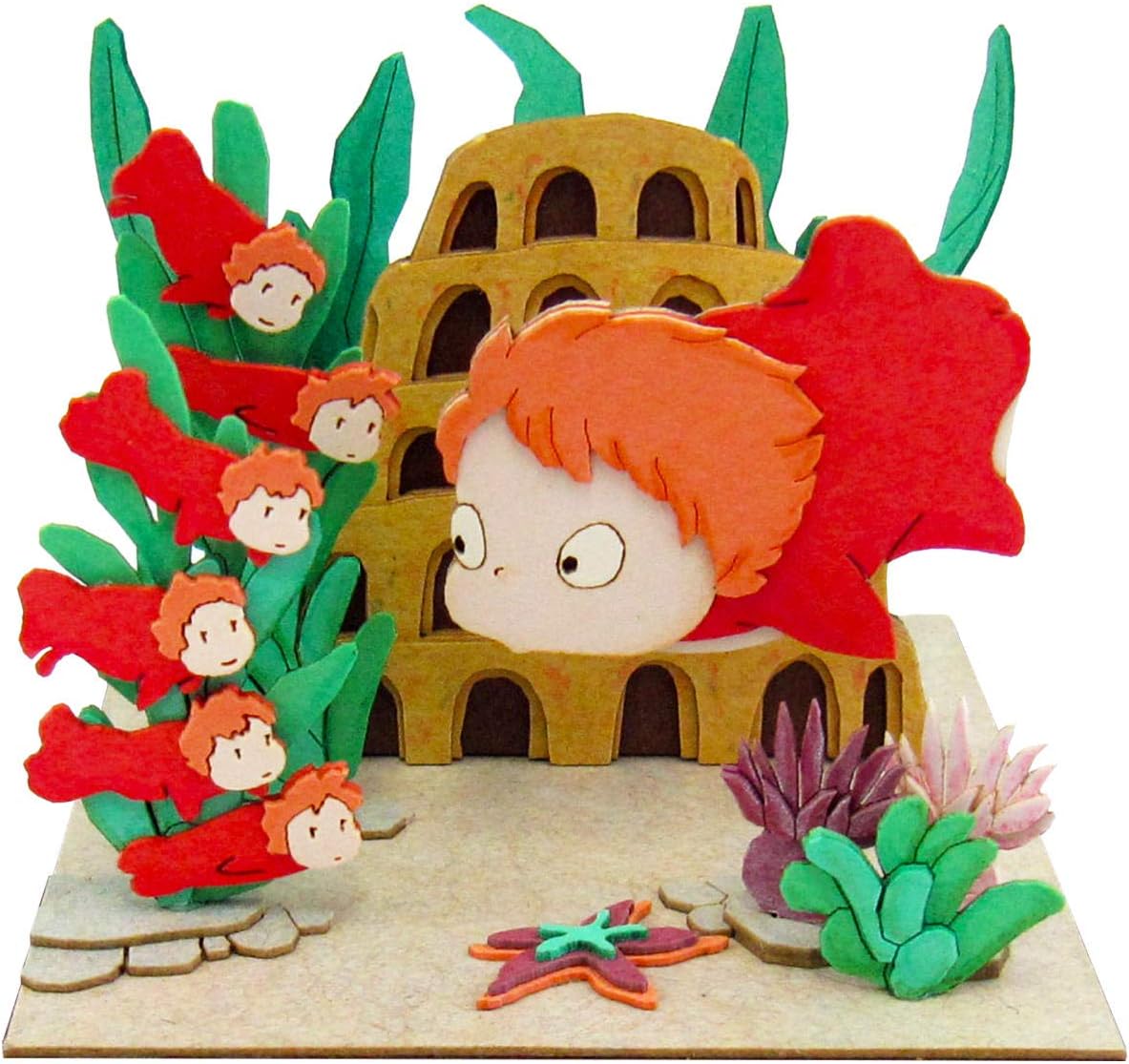 Sankei MP07-37 Studio Ghibli Mini Ponyo on The Cliff, Ponyo and Sisters, Non-Scale Paper Craft