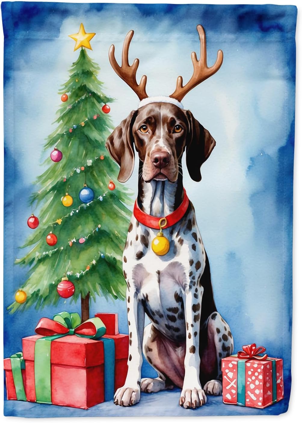 Caroline's Treasures German Shorthaired Pointer Christmas Reindeer Garden Flag Mailbox Flag Decorative Yard Flag Banner Outside Patio Artwork Yard Flower Beds, Garden Size, Multicolor