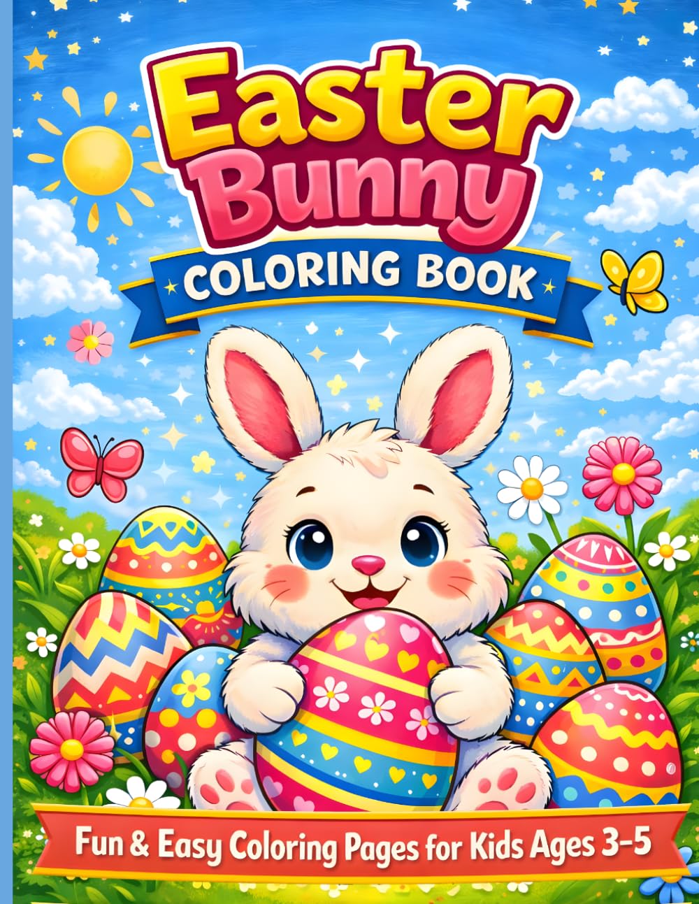Easter Bunny Coloring Book: Fun and Easy Coloring Pages for Kids Ages 3–5