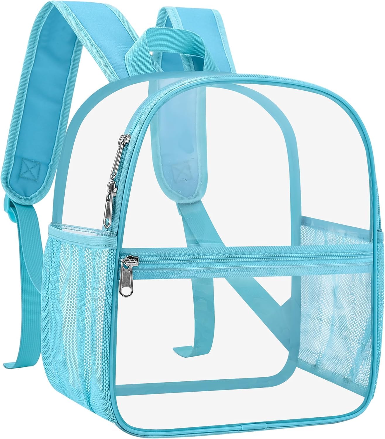 Oraben Clear Backpack for Stadium Events Sports Fan Backpack Stadium Bag | 12x6x11 in,Heavy Duty PVC Mini Small Clear Bag for Concerts, Sports,Work,Side Water Bottle Pocket