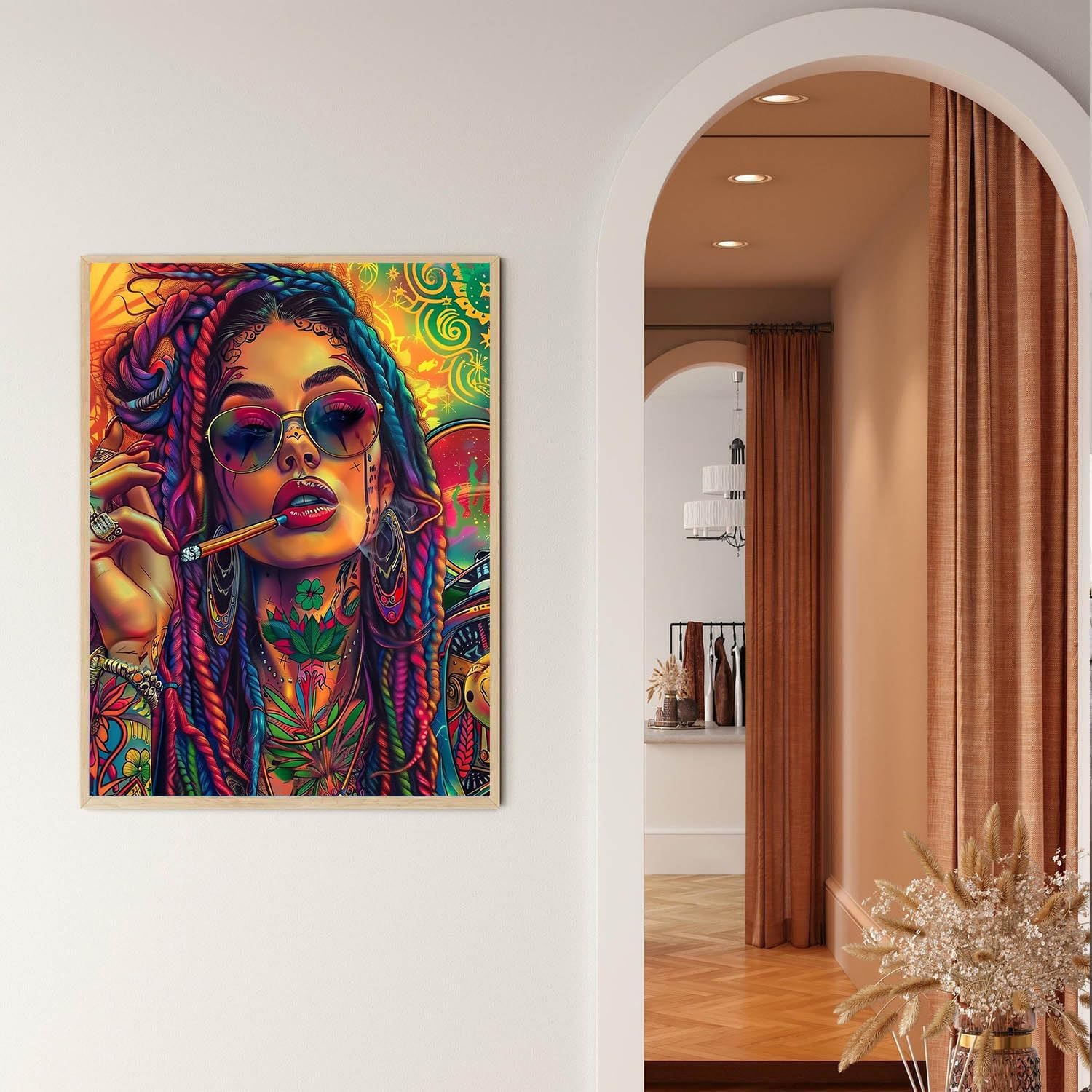 Dirty Braid Girl Paint by Number for Adults and Beginners - Graffiti Cool Tattooed Girl DIY Painting on Canvas With Brushes and Acrylic Paints - 16x20 Inch (Without Frame) image 2