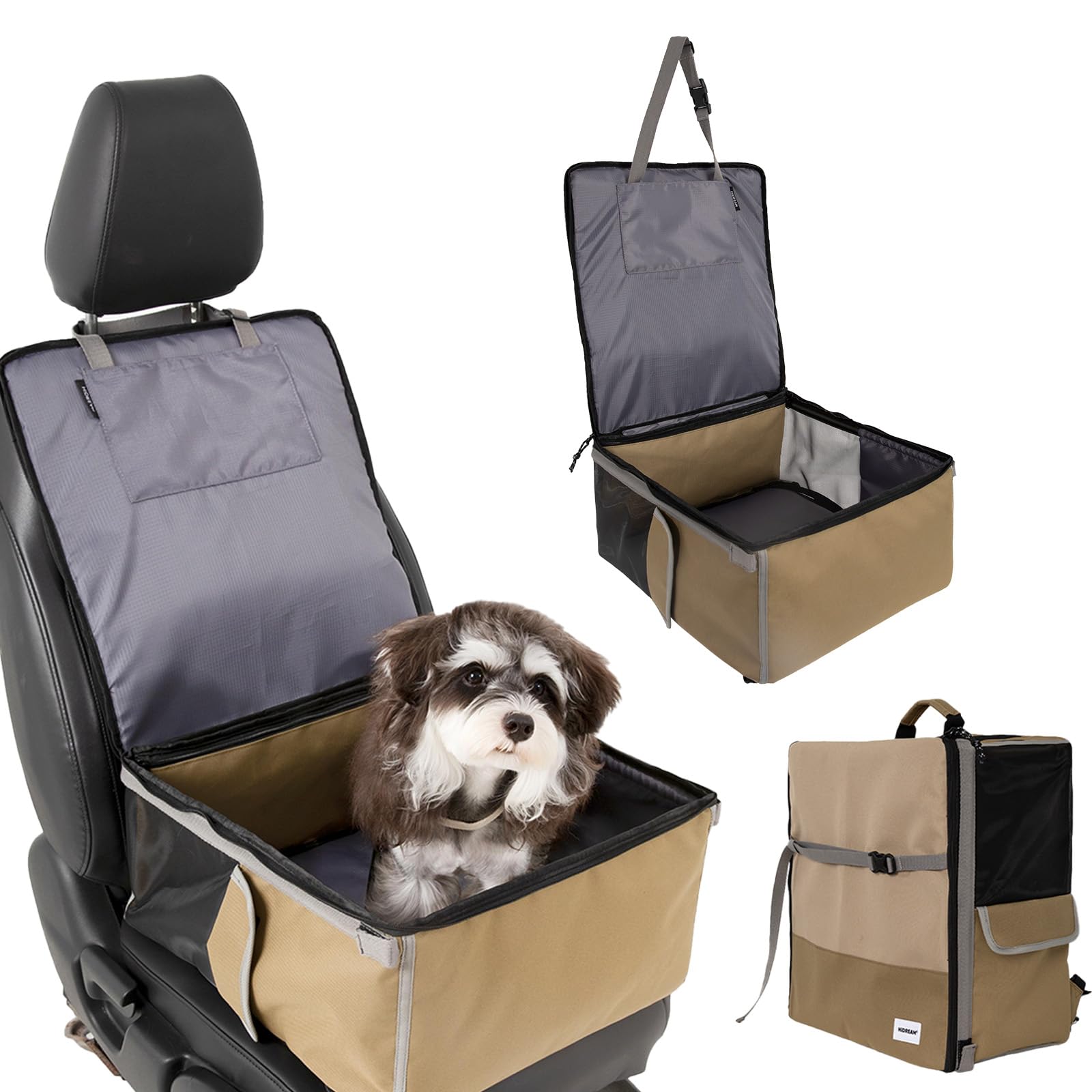 Seggiolino auto per cani di piccola taglia, zaino portatile 2 in 1 impermeabile fino a 6,8 kg, guinzaglio di sicurezza regolabile, zaino da viaggio per animali domestici in tessuto Oxford