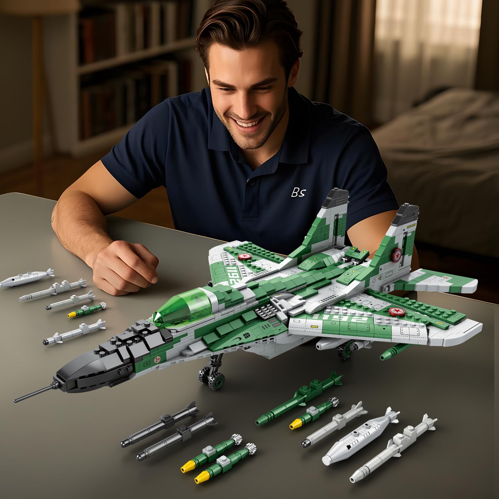 Reobrix Fighter Jet Building Sets for Adults, Military Fighter Display Model 33024, Technical Military Plane Collectible Set, Toys Gifts for Aviation Fans Boys Girls 14+ (1387 PCS)