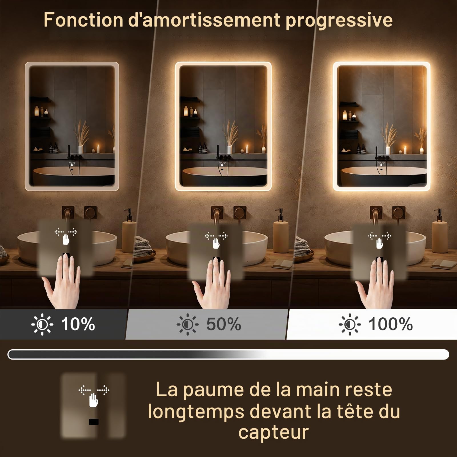 Miroir de salle de bain avec éclairage 60 x 45 cm