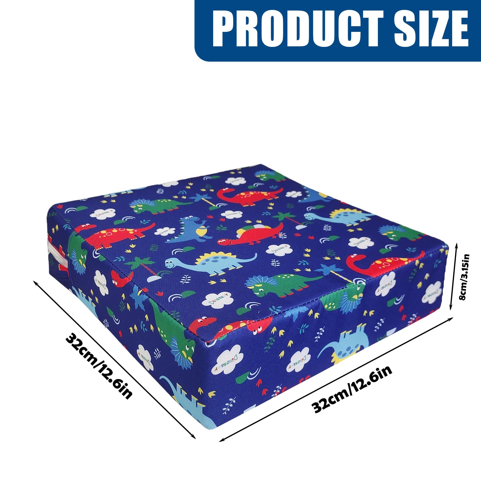 Poduszka na krzesło dla dzieci 33x33x8 cm wodoodporna antypoślizgowa niebieska