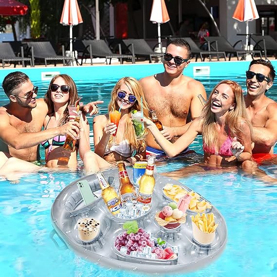 8 Holes Inflatable Floating Drink Holder, Pool Bar Tray for Swimming Pool