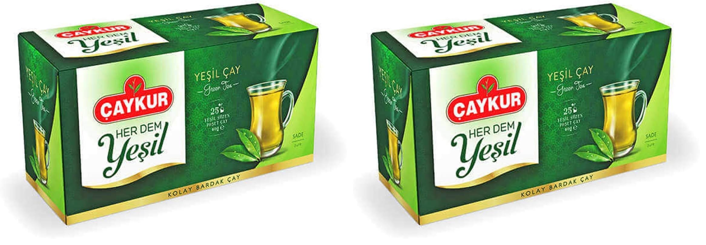Çaykur Yeşilçay Süzme Poşet Sade 40 gr x 12 2li paket