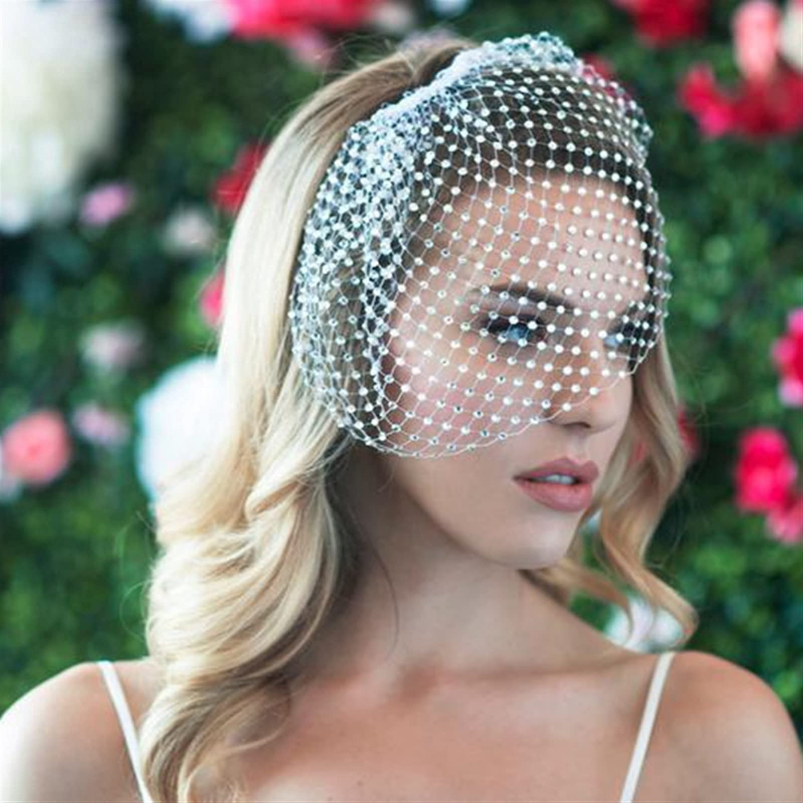 Tocados de Boda Diadema Nupcial Velo de Cristal con Cuentas con Cuentas con Grano decoración de Pelo Velo Tocado de Boda Tocado Novia