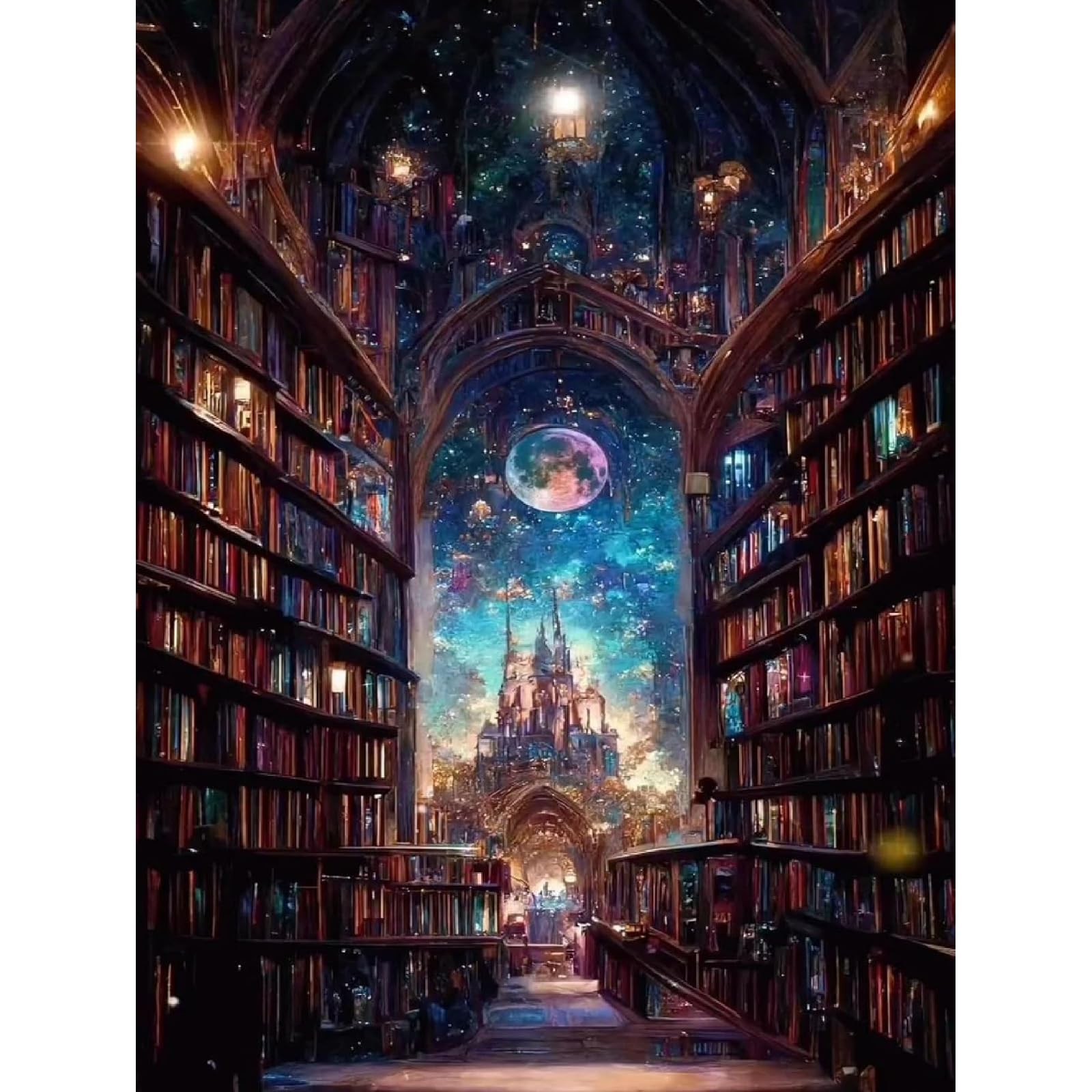 Jakener Magic Castle Diamond Art Kits for Adults Beginners,Diamond Painting Kits for Adults,5D Full Drill DIY Diamond Dot Gem Art Kit Wall Home Decor Arts Craft 16x12 inch