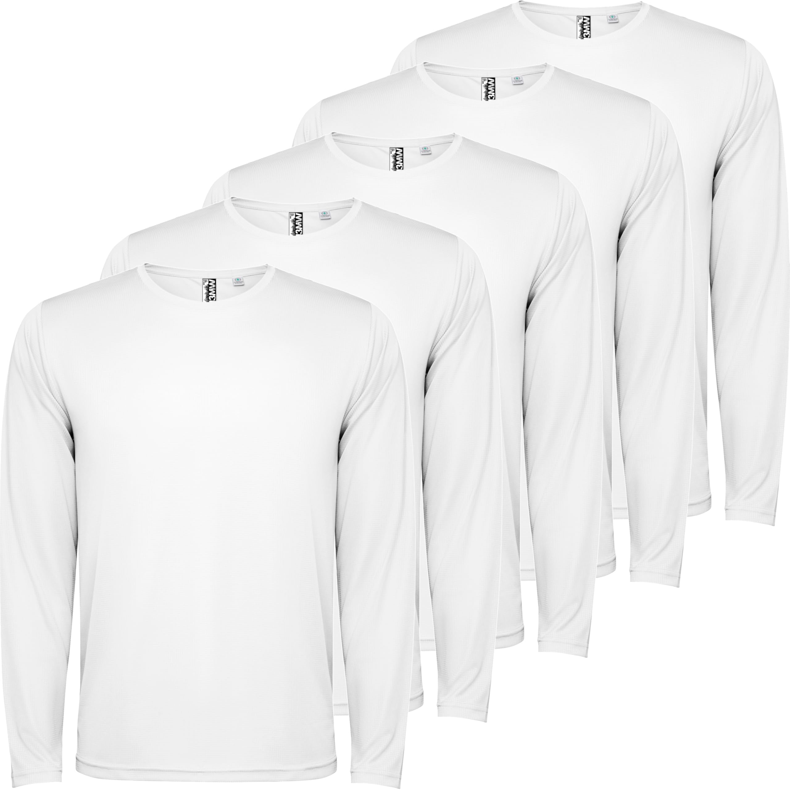 Lot de 5 t-shirts de sport à manches longues pour homme Tissu technique Dry Control