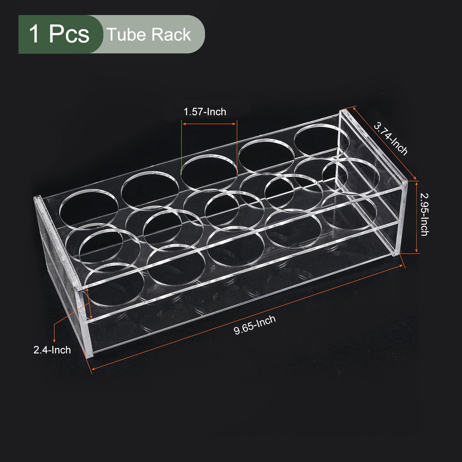 YOKIVE Porte-Tubes, Support de Tubes à Essai en Acrylique | Idéal pour Tubes de Laboratoire de 40 mm (Transparent, 10 Emplacements)