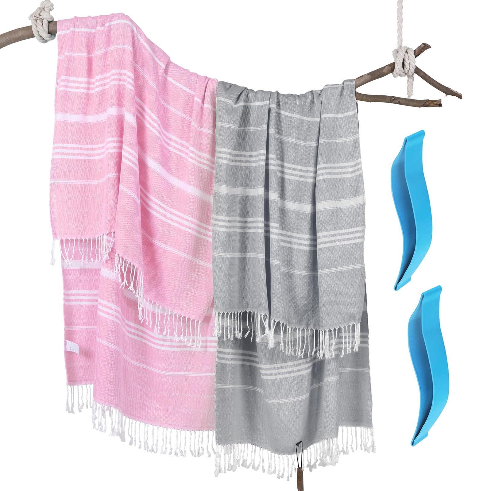 2 Packs Cotton Turkish Beach Towels Sand Free Quick Dry Oversized Extra Large Xl Big Adult Travel Vacation Essentials Bathroom Pool Swim Towel Cruise Accessories Must Haves Clearance Stuff Necessities