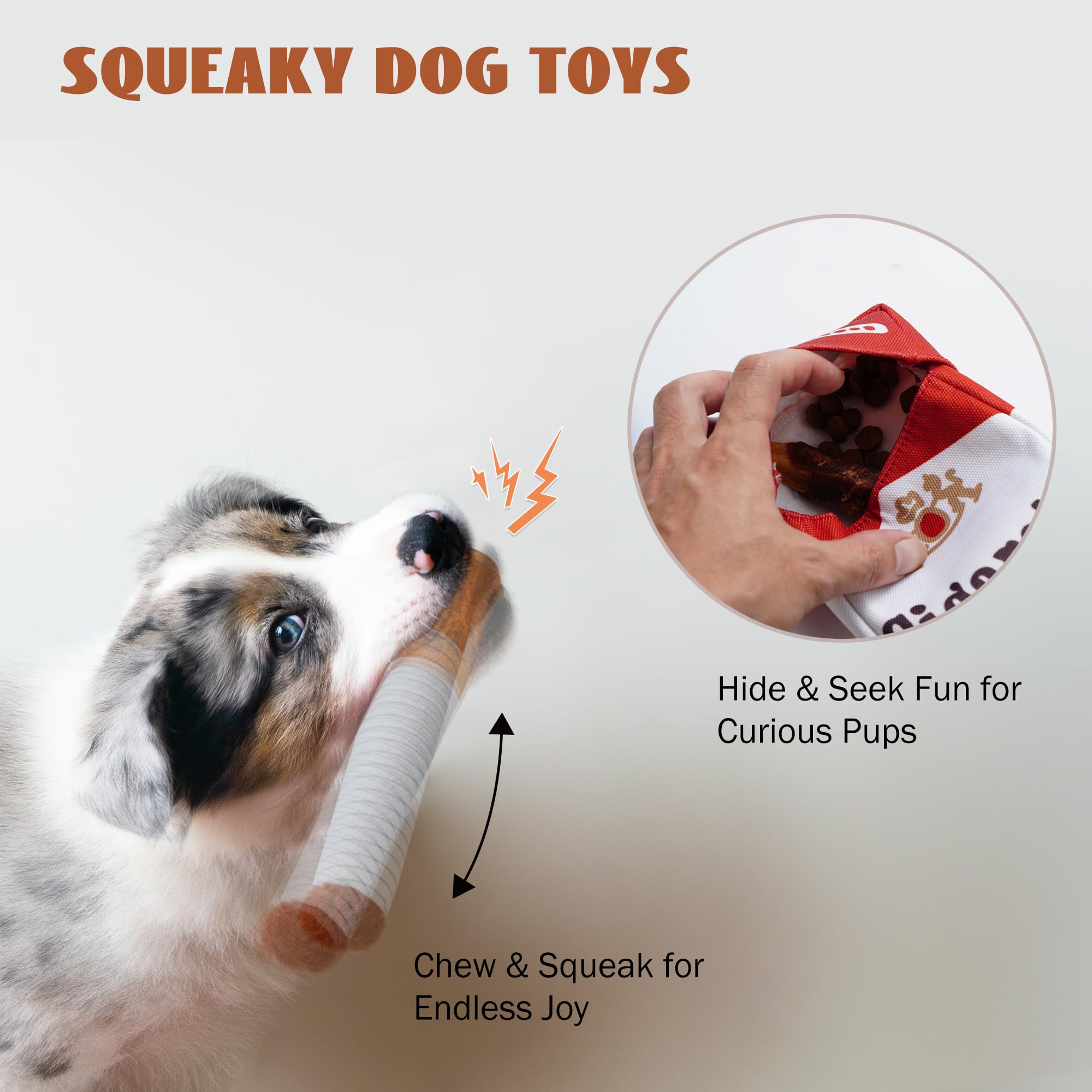 Divertidos juguetes chirriantes: accesorios interactivos para perros y niños sin relleno para entretenimiento, aburrimiento, alivio de la ansiedad, estimulación mental, juguetes para cachorros para