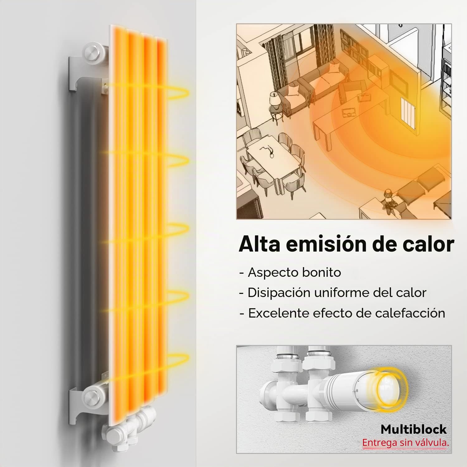 ELEGANT Radiador plano, 1600 x 308 mm, color blanco, doble capa, conexión central, radiador vertical, radiador plano moderno