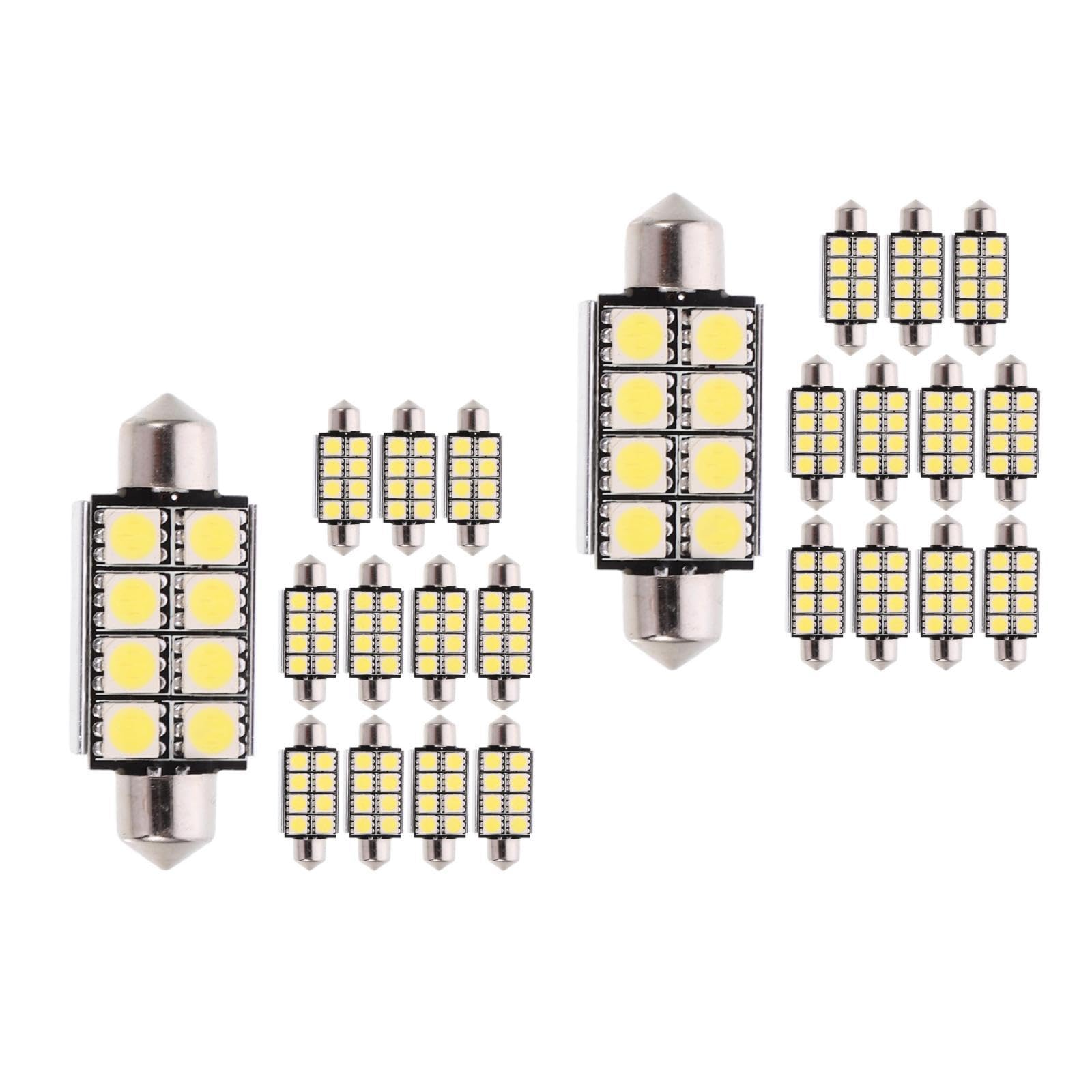 ULTECHNOVO 24pezzi Festoon Led Lampadine Auto Luce Dome Argento Basso Consumo Energetico Alta Durabilità Compatibile Con Adatta Per Illuminazione Strumentazione Auto e Luce Bagagliaio