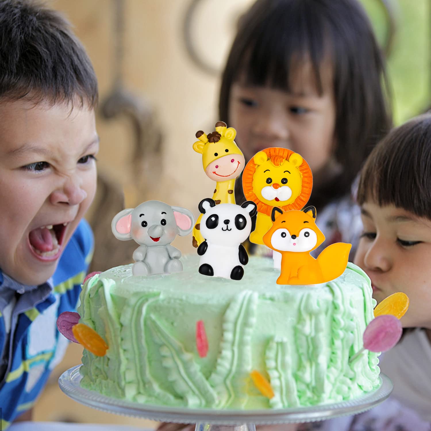 5 Stück Wald Tiere Kuchendeko Figuren - Safari Dschungel Cupcake Topper | Für Geburtstag & Party