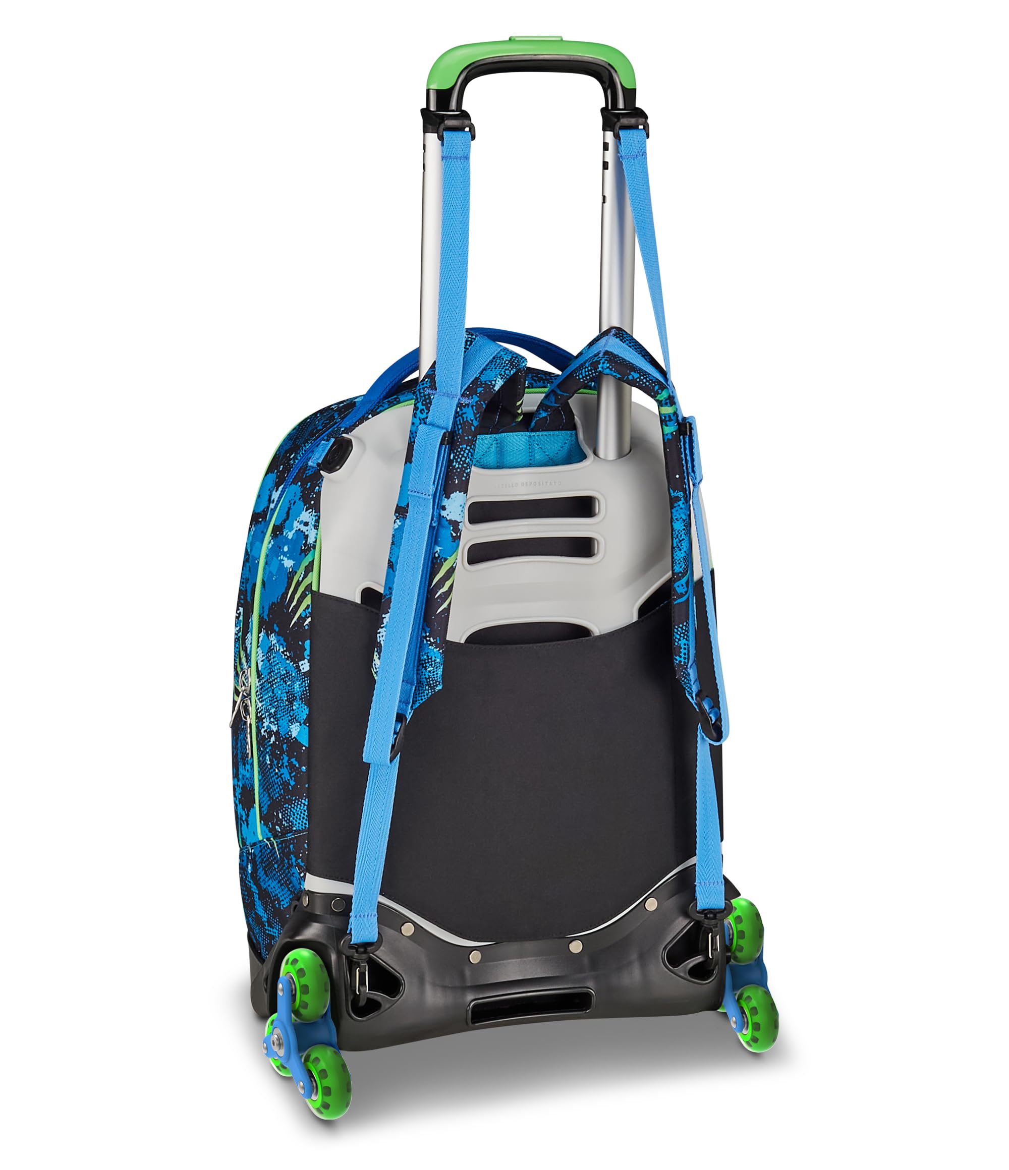 SJ GANG STYLE JAM GANG Trolley New Tech, 33 L, Triplo Uso, Zaino Sganciabile, Doppio Scomparto, Spallacci a Scomparsa, Tasca Porta Borraccia, Scuola e Tempo Libero, Turchese Fluo, Bambini, blu