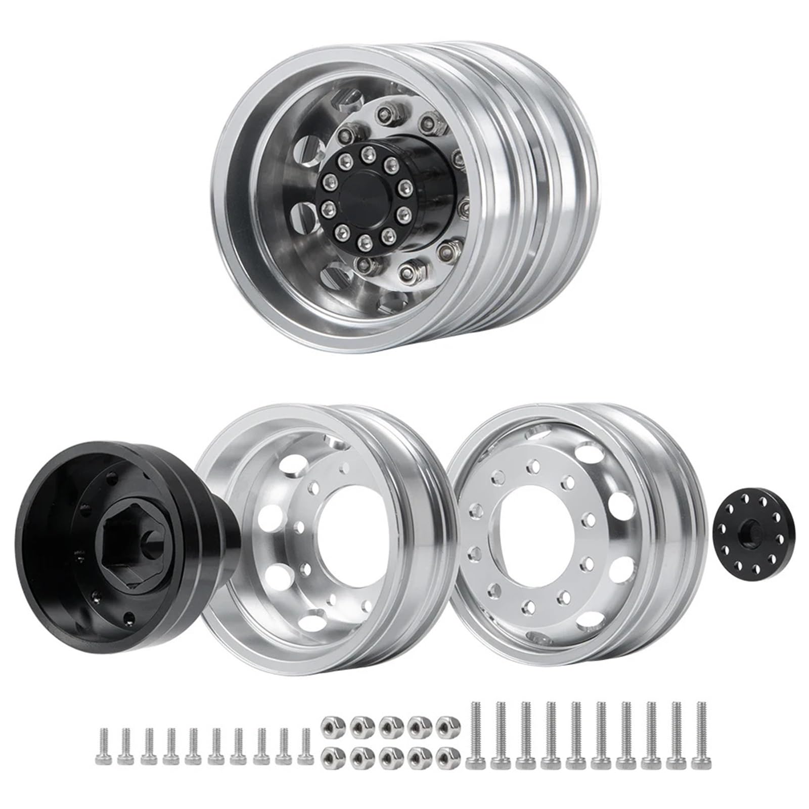 RC Améliorations Modèles pour Tamiya 1/14 Jante Roue Arrière Alliage D'aluminium 10 Rayons Moyeu RC Remorque Tracteur Camion Voiture Pneus Pièces Mise Niveau