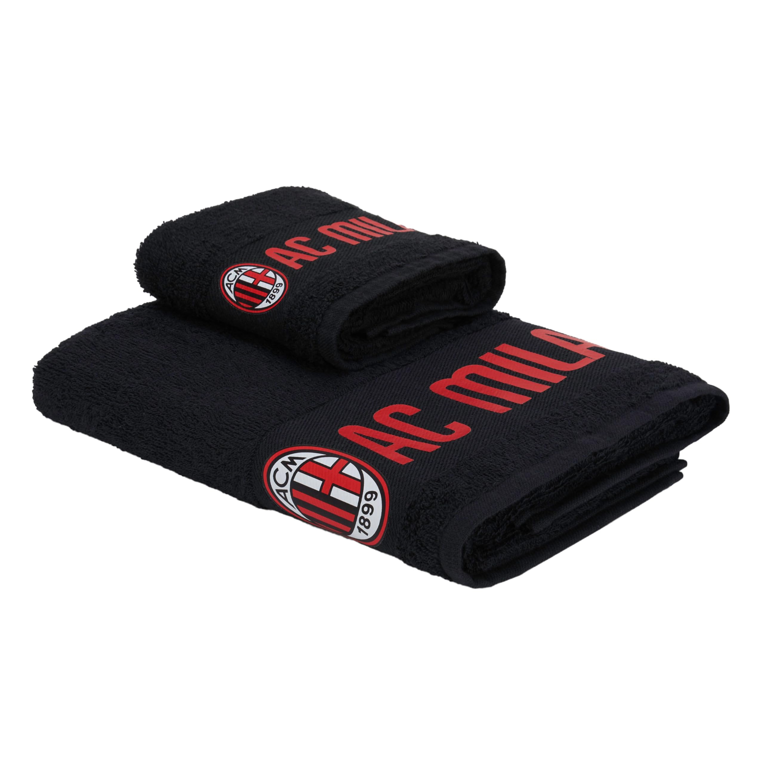 AC Milan Zestaw 2 ręczników z logo, 50 x 100 cm, bawełna, oficjalny produkt, czarny
