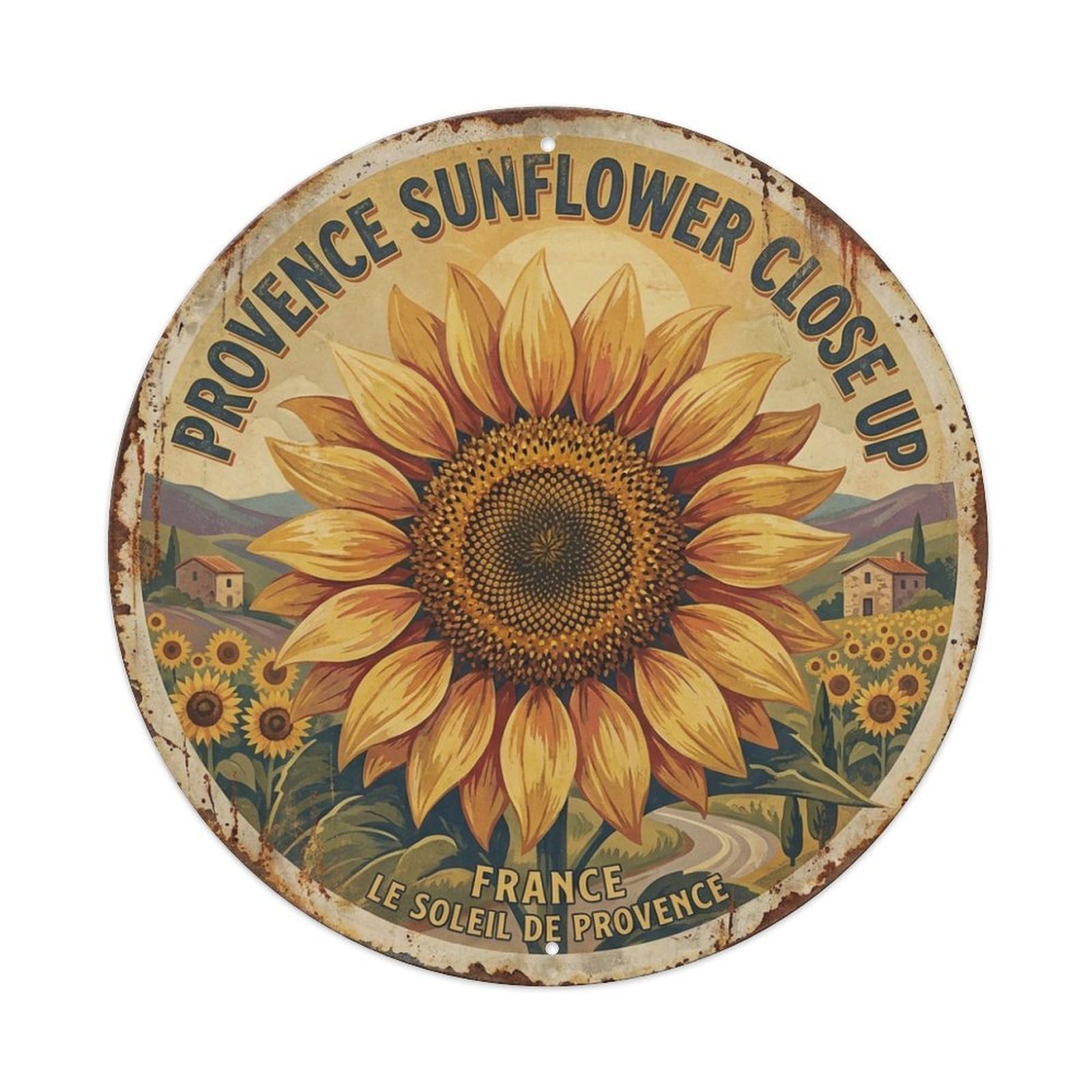 Culture Travel Sunflower Close Up French Provence Metal Tin Sign