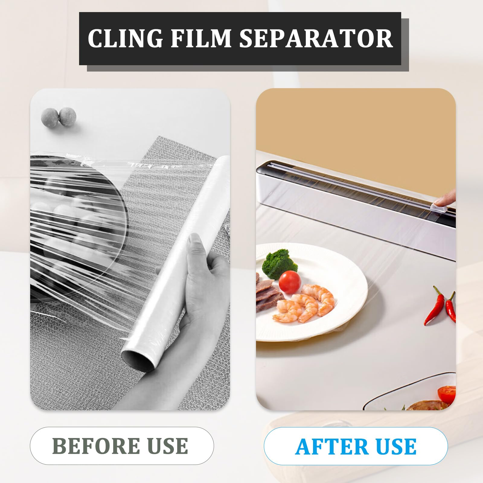 Derouleur Film Alimentaire Distributeur Film Alimentaire,Ventouse Distributeur Papier Aluminium pour Papier d'Aluminium,Papier de Cuisson,Couteau Coulissant Bidirectionnel,36 * 5 * 7CM