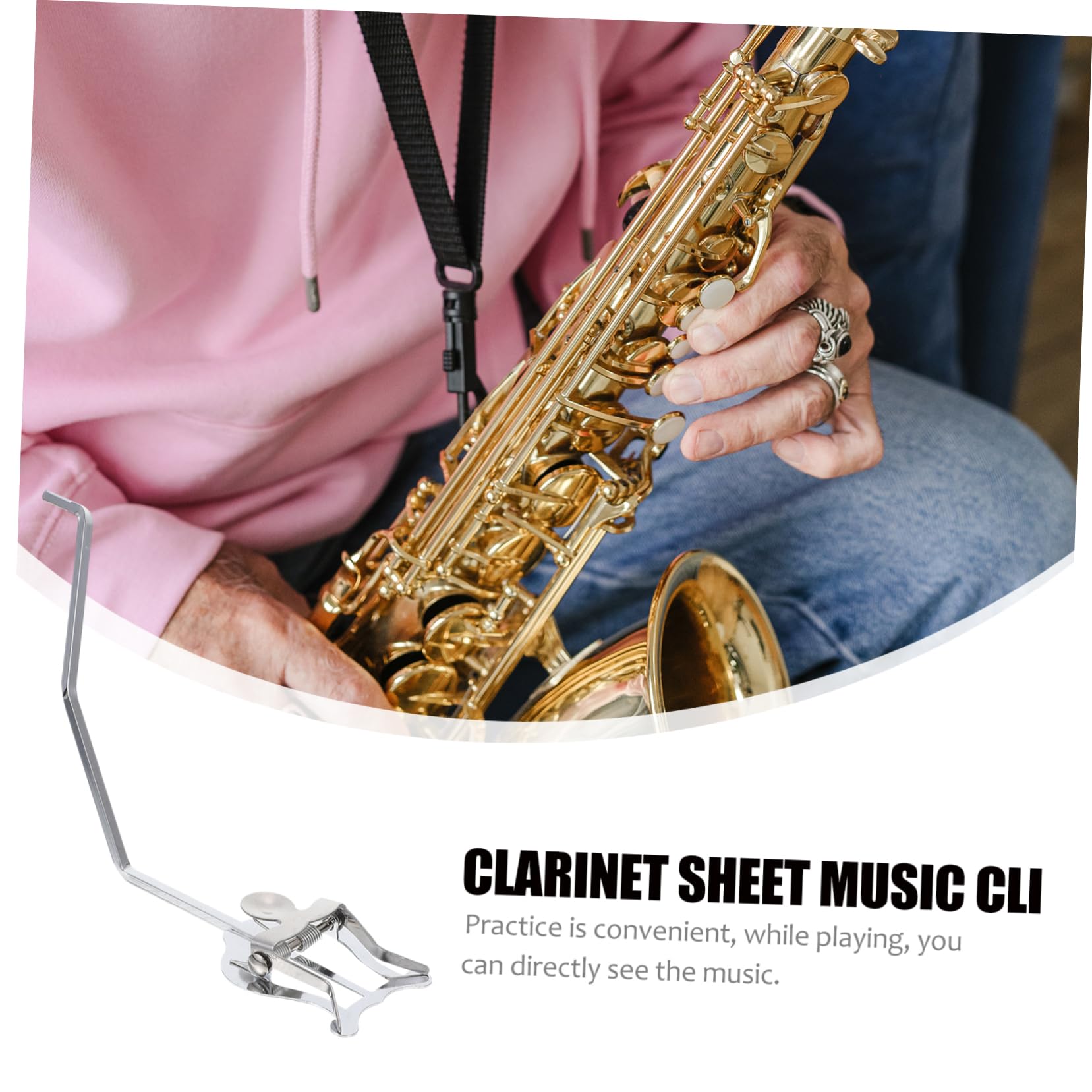FUNOMOCYA Sheet Music Holder for Marching Band Clamp-on Lyre for Clarinet Horn Metal Rack Lightweight Compact
