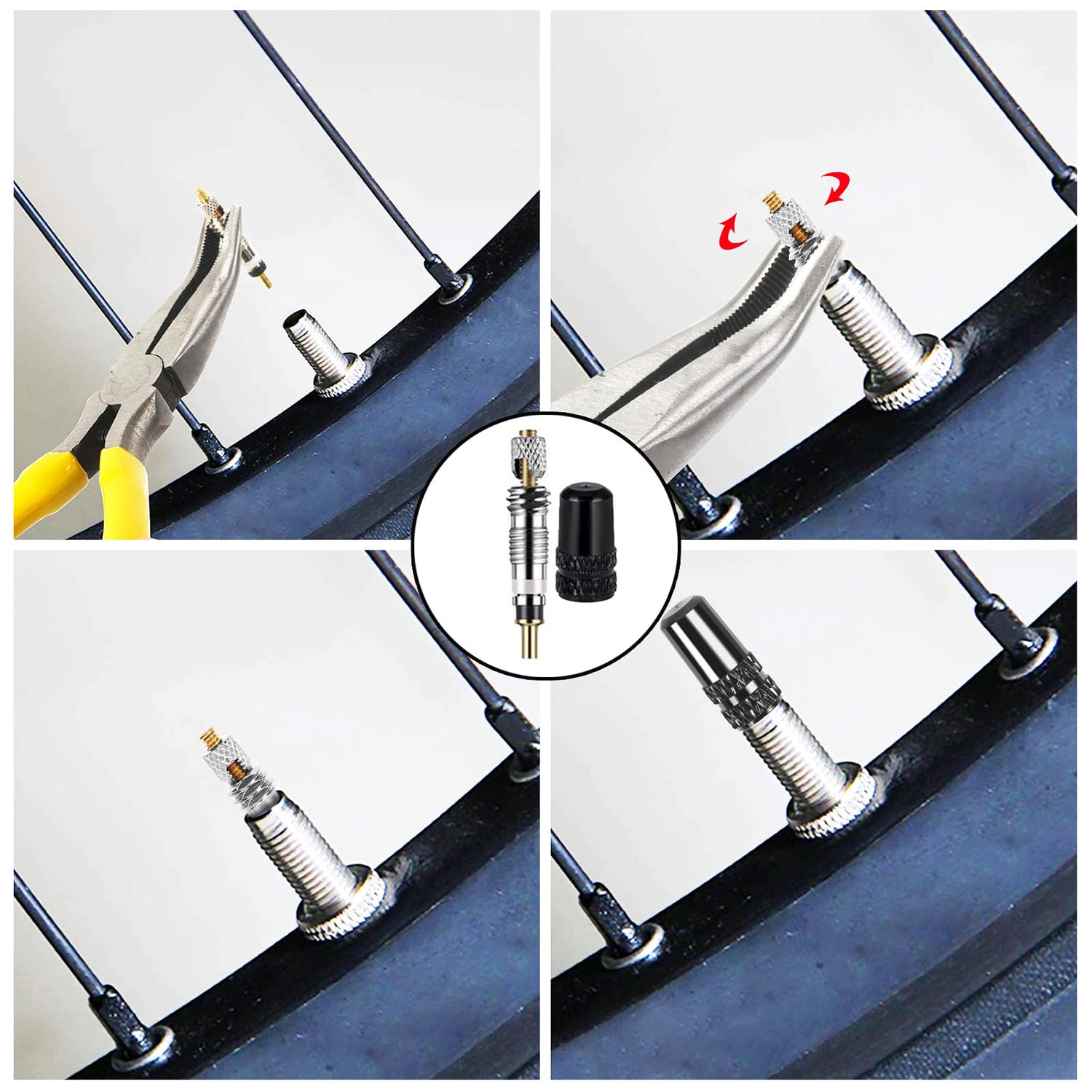 Kit De Valve Presta Pour Vélo - 18 Pièces : Noyaux, Adaptateurs, Bouchons Et Outil De Démontage