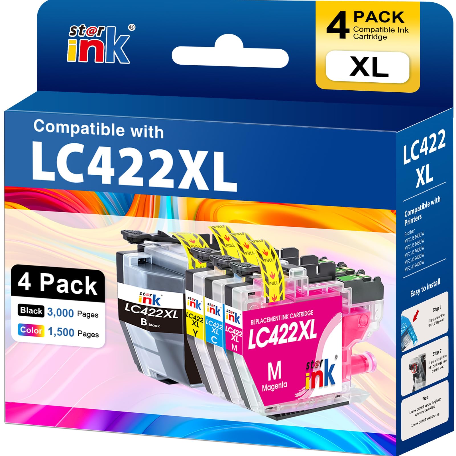 LC422XL LC422 Lot de 4 Cartouches d'encre compatibles avec Brother LC